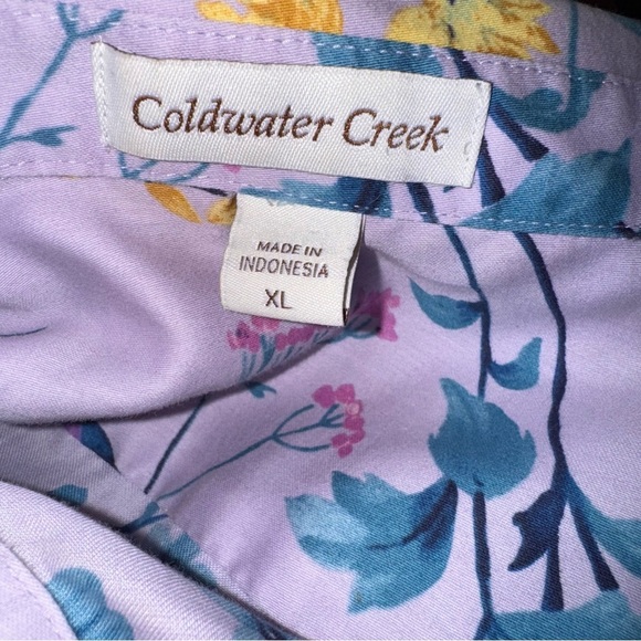 Coldwater Creek Purple and Yellow Floral Button Down Shirt - Picture 6 of 7